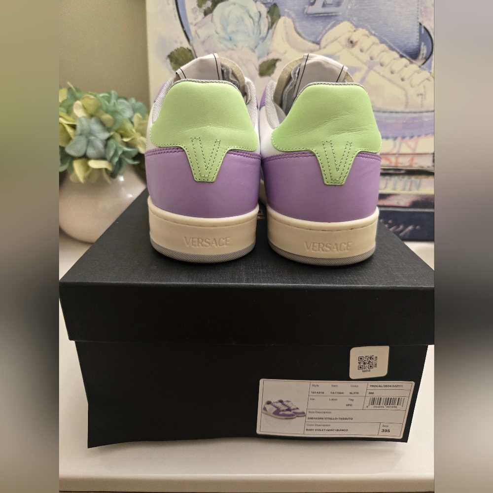 Versace Medusa Insignia Leather Sneakers W Box Women Size 9.5 Men 8 - Picture 3 of 15